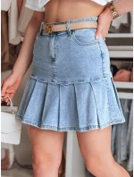 džínová mini sukně s volánky MIRABELL modrá FashionStreet CY0506 džínová mini sukně s volánky MIRABELL modrá FashionStreet CY0506