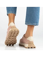 Růžové dámské kožené tenisky na platformě Filippo DP7498
