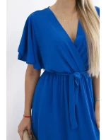 Šaty s vrstveným výstřihem chrpově modrá