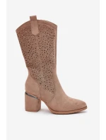 Vyřezávané Kozačky Kovářky Do Poloviny Lýtka S.Barski HY51-238 Béžové