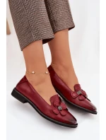 Dámské polobotky na plochém podpatku s ozdobnými květinami Bordó Tavillette