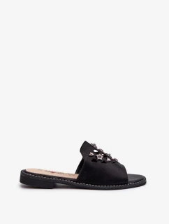 Lesklé dámské sandály s ozdobami S.Barski Černá