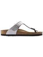 Dámské žabky Birkenstock Gizeh Birko-Flor silver regular wide (0043851) dámské Dámské žabky Birkenstock Gizeh Birko-Flor silver regular wide (0043851) dámské