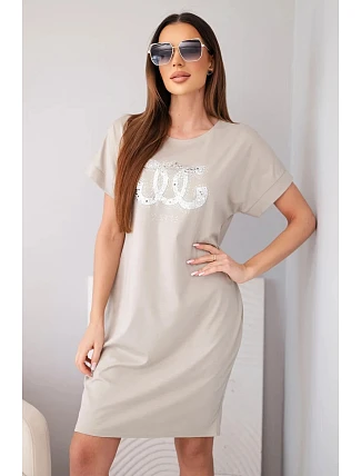 Dámské viskózové šaty s krátkým rukávem a ozdobným potiskem fango