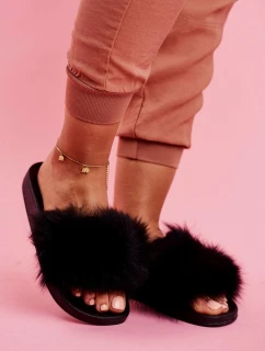 Dámské Nazouváky s kožešinou černé Belmondo