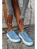 Polobotky Sneakersy na platformě z přírodního semiše modré Blushy Polobotky Sneakersy na platformě z přírodního semiše modré Blushy