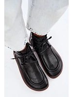 Dámské kožené polobotky barefoot s izolací Zazoo 3077 černé