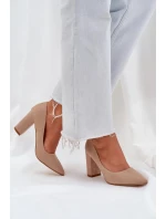 Dámské lodičky na podpatku z eko semiše Florena – tmavě béžové Dámské lodičky na podpatku z eko semiše Florena – tmavě béžové