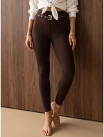 Dopasowane legginsy damskie prążkowane brązowe FashionStreet UY3258 Dopasowane legginsy damskie prążkowane brązowe FashionStreet UY3258