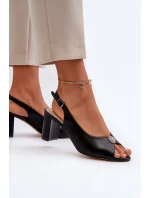 Elegantní Sandály Na Podpatku S Ozdobou Černé Trasea