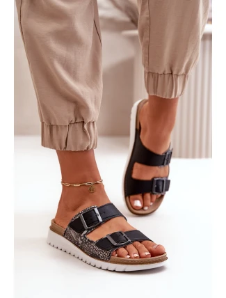 Dámské Pohodlné Pantofle S Přezkami Černé Inblu CN000033