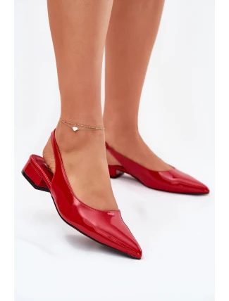 Lakované Baletky Na Nízkém Podpatku Červené Testori