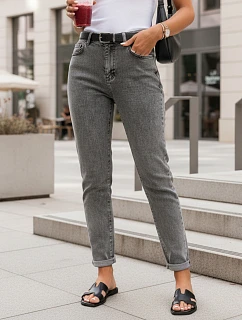 Dámské kalhoty mom fit s vysokým pasem šedé FashionStreet UY2976