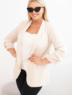Dámská blazer bez zapínání s podšívkou XL/2XL béžová