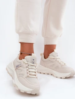 Sportovní boty sneakers dámské na silné podrážce béžové Prononice