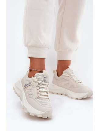 Sportovní boty sneakers dámské na silné podrážce béžové Prononice