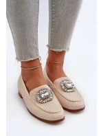 Dámské mokasíny na plochém podpatku s broží Béžová D&A Dámské mokasíny na plochém podpatku s broží Béžová D&A