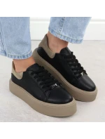 Dámské kožené sportovní polobotky na platformě černé Filippo DP6119