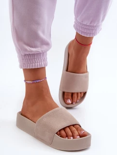 Dámské žabky na platformě z semiše Big Star NN274A671 béžové