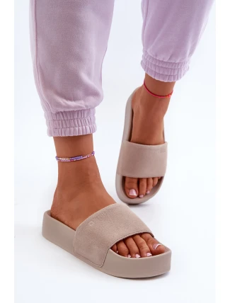 Dámské žabky na platformě z semiše Big Star NN274A671 béžové