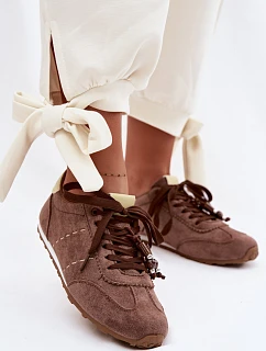 Dámské nízké tenisky s korálky Hnědé Galora