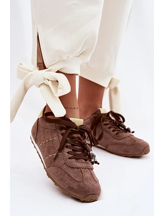 Dámské nízké tenisky s korálky Hnědé Galora