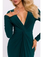 M840 Maxi šaty s uzlem - lahvově zelené