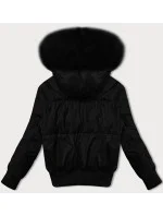 Černá krátká dámská zimní bunda se stahovacími lemy S'west (B8288-1)