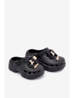 Dětské Sandály Dívčí Pěnové S Mašlí A Dekoracemi Černé Selvana