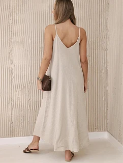 Mušelínové šaty na ramínka tmavě béžová