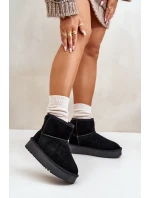 Dámské semišové zimní boty na platformě nad kotníky černé Rianaella
