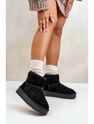 Dámské semišové zimní boty na platformě nad kotníky černé Rianaella