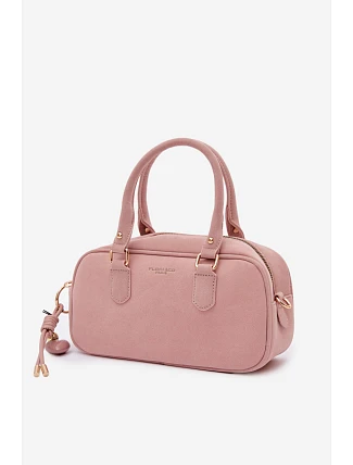 Malá kabelka typu Kufrík z eko semiše Růžová Annelle