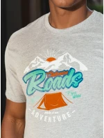 Pánské šedé tričko s potiskem FashionStreet RX5401