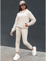 Dámský velurový komplet RELAX FIT ecru FashionStreet AY1066