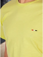 Pánské tričko s výšivkou žluté FashionStreet RX5636