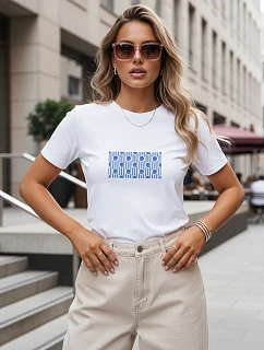 Dámské bavlněné tričko s grafickým vzorem, bílé, FashionStreet NX8015RY
