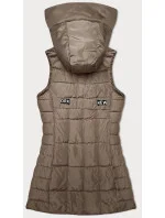 Tmavě béžová dámská vesta s kapucí S'West (B8225-12) Tmavě béžová dámská vesta s kapucí S'West (B8225-12)