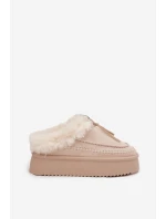 Dámské zimní boty s kožíškem na platformě béžové Rosmira