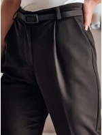 Ležérní dámské plisované kalhoty s páskem PLISSO černé FashionStreet UY2518 Ležérní dámské plisované kalhoty s páskem PLISSO černé FashionStreet UY2518