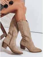 Dámské kovbojské boty béžové FashionStreet ZY1091 Dámské kovbojské boty béžové FashionStreet ZY1091
