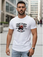 Pánské bavlněné tričko s potiskem automobilů bílé FashionStreet NX5087R Pánské bavlněné tričko s potiskem automobilů bílé FashionStreet NX5087R