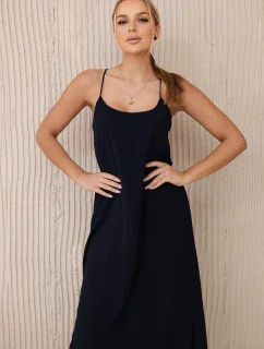 Dlouhé šaty bez ramínek námořnická modř