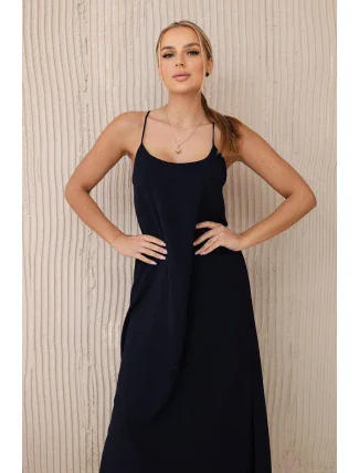 Dlouhé šaty bez ramínek námořnická modř