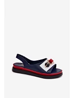 Kožené dámské sandály s ozdobou D&A GR61-5932 tmavě modré