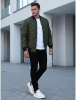 Pánská prošívaná bunda bomber zelená TX2216