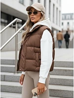 Dámská zateplená vesta bez kapuce, hnědá, FashionStreet TY5725 Dámská zateplená vesta bez kapuce, hnědá, FashionStreet TY5725
