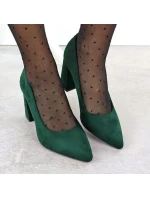 Zelené semišové lodičky na jehlovém podpatku Sergio Leone PB216