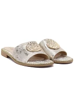 Dámské zlaté kožené žabky S.Barski KV61-6034