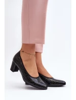 Lakýrované lodičky s potiskem černé Cynania